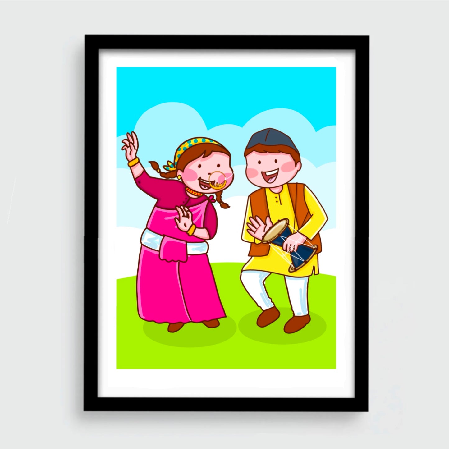Hudka, gadwali couple frame
